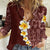 Oxblood Tropical Plumeria With Galaxy Polynesian Art Women Casual Shirt