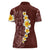 Oxblood Tropical Plumeria With Galaxy Polynesian Art Women Polo Shirt