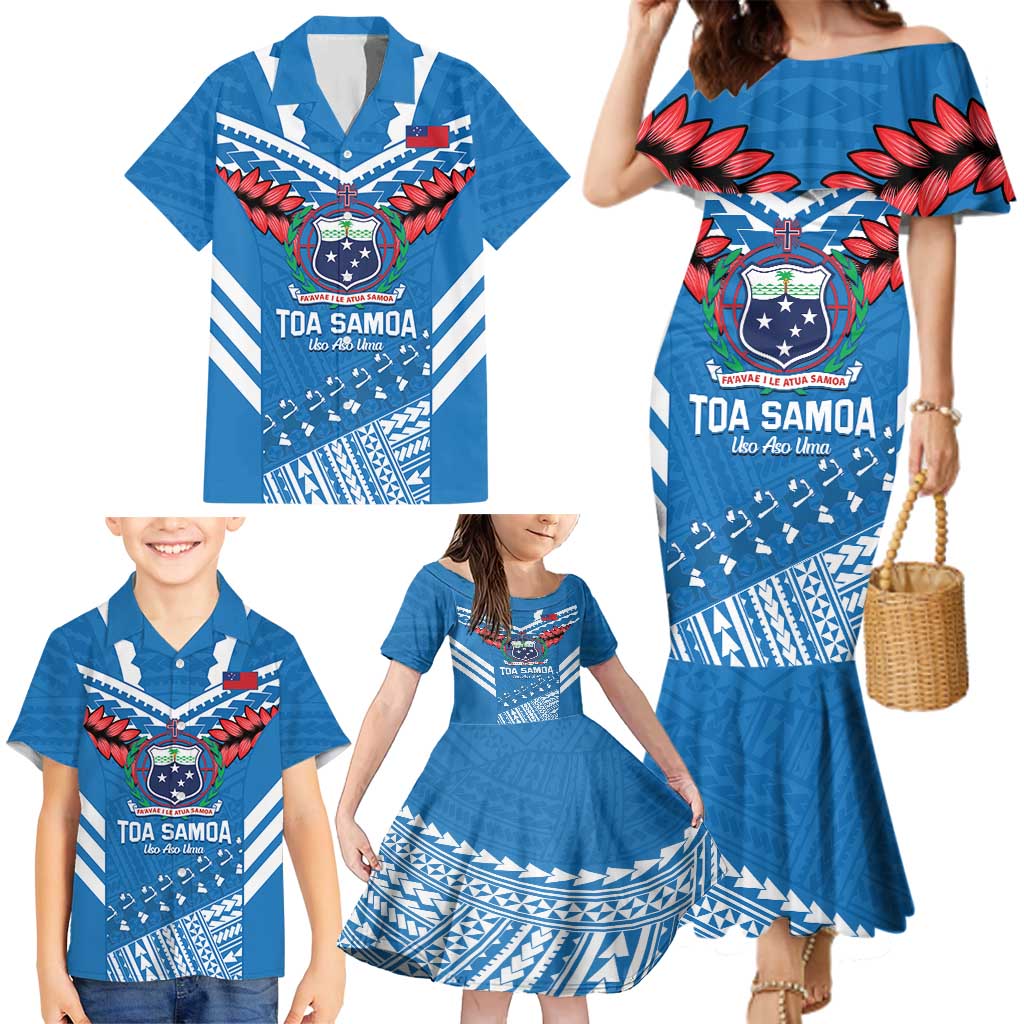 Custom Toa Samoa Rugby Family Matching Mermaid Dress and Hawaiian Shirt Samoan Siva Tau Uso Aso Uma