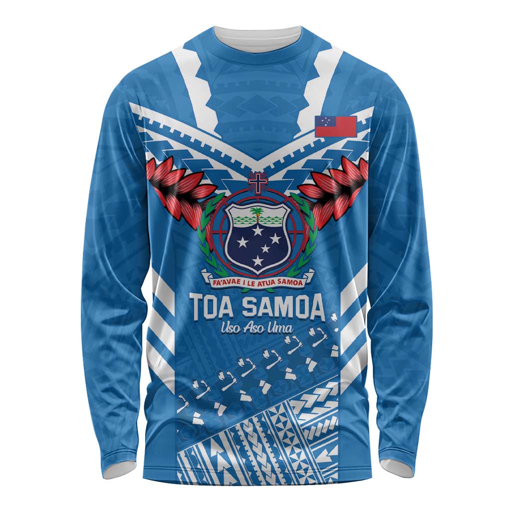 Custom Toa Samoa Rugby Long Sleeve Shirt Samoan Siva Tau Uso Aso Uma