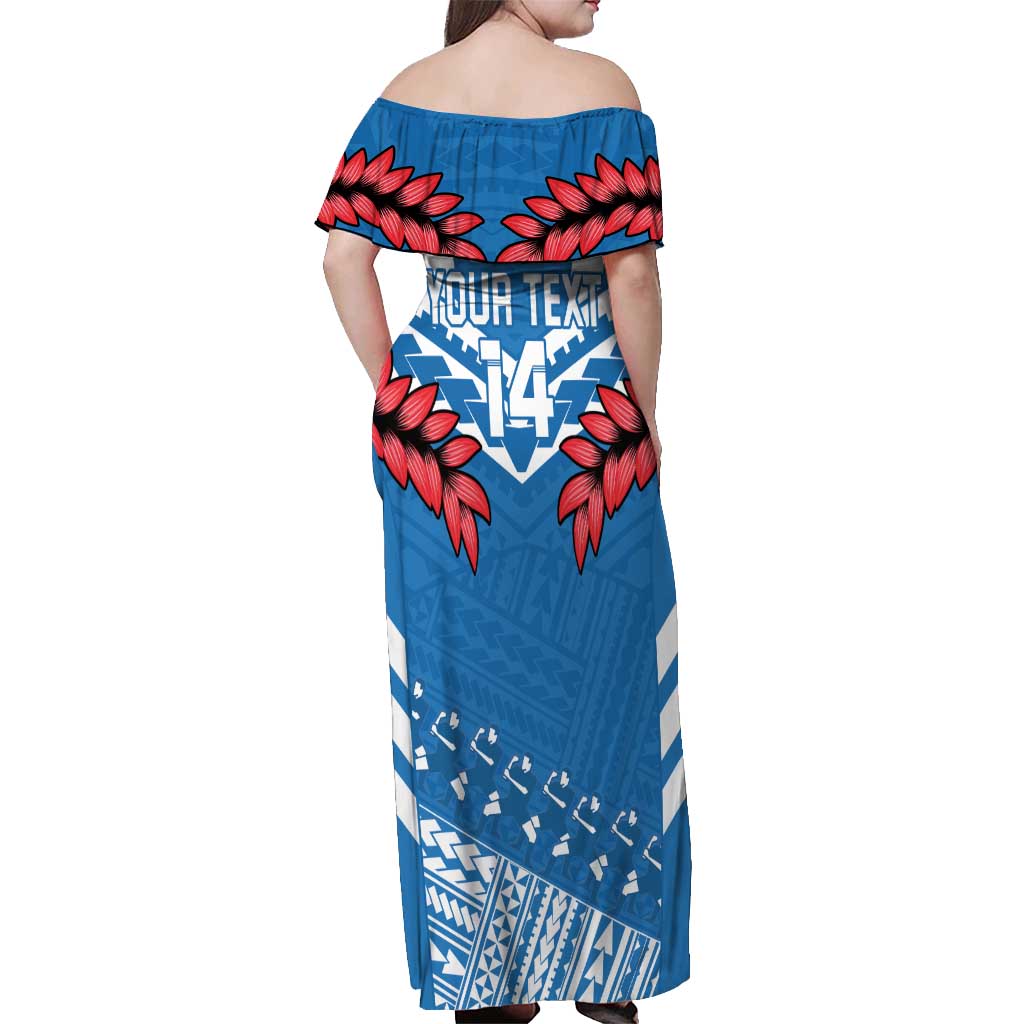 Custom Toa Samoa Rugby Off Shoulder Maxi Dress Samoan Siva Tau Uso Aso Uma