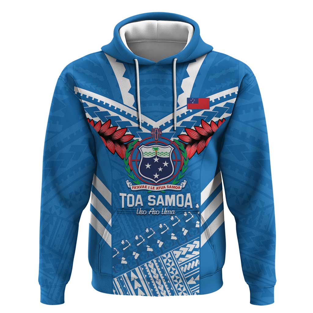 Custom Toa Samoa Rugby Zip Hoodie Samoan Siva Tau Uso Aso Uma