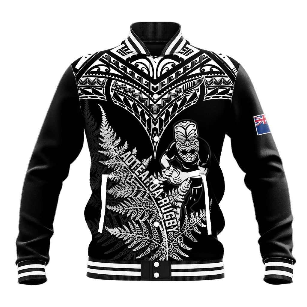 New Zealand Silver Fern Rugby Baseball Jacket Go All Black 2023 World Cup LT14 Unisex Black - Polynesian Pride