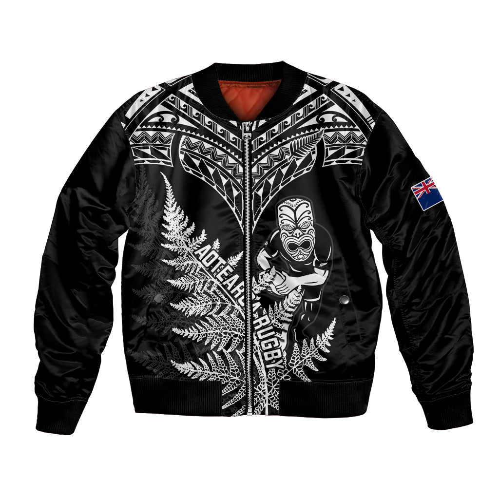 New Zealand Silver Fern Rugby Bomber Jacket Go All Black 2023 World Cup LT14 Unisex Black - Polynesian Pride