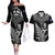 New Zealand Silver Fern Rugby Couples Matching Off The Shoulder Long Sleeve Dress and Hawaiian Shirt Go All Black 2023 World Cup LT14 Black - Polynesian Pride