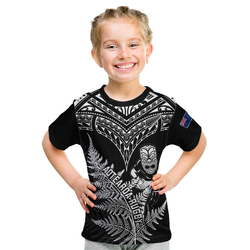 New Zealand Silver Fern Rugby Kid T Shirt Go All Black 2023 World Cup LT14 Black - Polynesian Pride