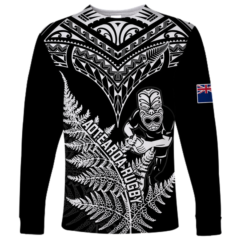 New Zealand Silver Fern Rugby Long Sleeve Shirt Go All Black 2023 World Cup LT14 Unisex Black - Polynesian Pride