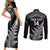 Personalised New Zealand Silver Fern Rugby Couples Matching Short Sleeve Bodycon Dress and Long Sleeve Button Shirts Go All Black 2023 World Cup LT14 - Polynesian Pride