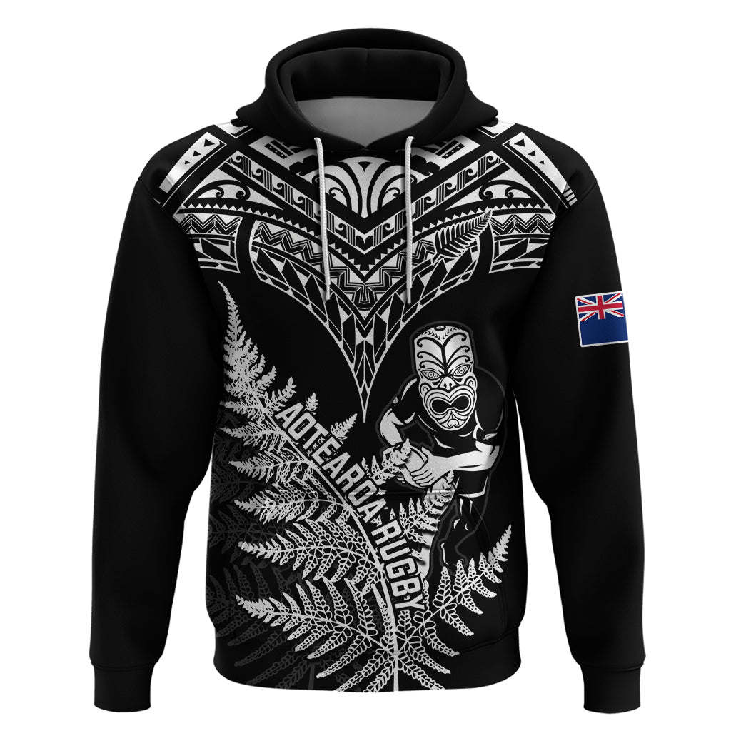 Personalised New Zealand Silver Fern Rugby Hoodie Go All Black 2023 World Cup LT14 Black - Polynesian Pride