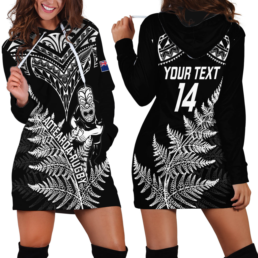 Personalised New Zealand Silver Fern Rugby Hoodie Dress Go All Black 2023 World Cup LT14 - Polynesian Pride