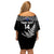 Personalised New Zealand Silver Fern Rugby Off Shoulder Short Dress Go All Black 2023 World Cup LT14 - Polynesian Pride