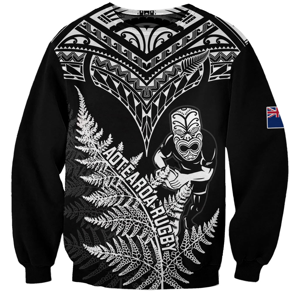 Personalised New Zealand Silver Fern Rugby Sweatshirt Go All Black 2023 World Cup LT14 Unisex Black - Polynesian Pride