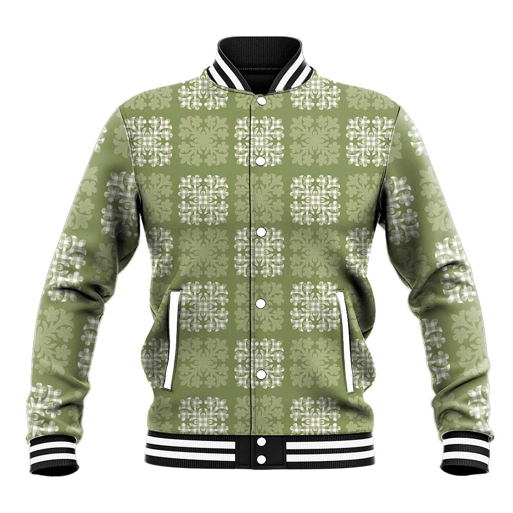 Vesuvian Green Palaka Quilt Hawaii Baseball Jacket Traditional Hawaii-plaid Pattern - Polynesian Pride