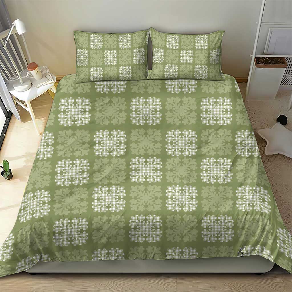 Vesuvian Green Palaka Quilt Hawaii Bedding Set Traditional Hawaii-plaid Pattern - Polynesian Pride