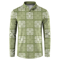 Vesuvian Green Palaka Quilt Hawaii Button Sweatshirt Traditional Hawaii-plaid Pattern - Polynesian Pride