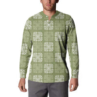 Vesuvian Green Palaka Quilt Hawaii Button Sweatshirt Traditional Hawaii-plaid Pattern - Polynesian Pride