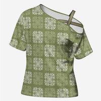 Vesuvian Green Palaka Quilt Hawaii Cross Shoulder Shirt Traditional Hawaii-plaid Pattern - Polynesian Pride