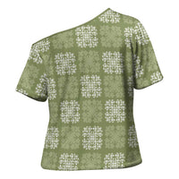 Vesuvian Green Palaka Quilt Hawaii Cross Shoulder Shirt Traditional Hawaii-plaid Pattern - Polynesian Pride