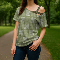 Vesuvian Green Palaka Quilt Hawaii Cross Shoulder Shirt Traditional Hawaii-plaid Pattern - Polynesian Pride