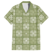 Vesuvian Green Palaka Quilt Hawaii Family Matching Long Sleeve Bodycon Dress and Hawaiian Shirt Traditional Hawaii-plaid Pattern - Polynesian Pride