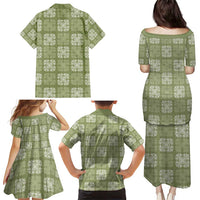 Vesuvian Green Palaka Quilt Hawaii Family Matching Puletasi and Hawaiian Shirt Traditional Hawaii-plaid Pattern - Polynesian Pride