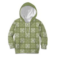 Vesuvian Green Palaka Quilt Hawaii Kid Hoodie Traditional Hawaii-plaid Pattern - Polynesian Pride