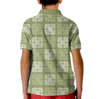 Vesuvian Green Palaka Quilt Hawaii Kid Polo Shirt Traditional Hawaii-plaid Pattern - Polynesian Pride