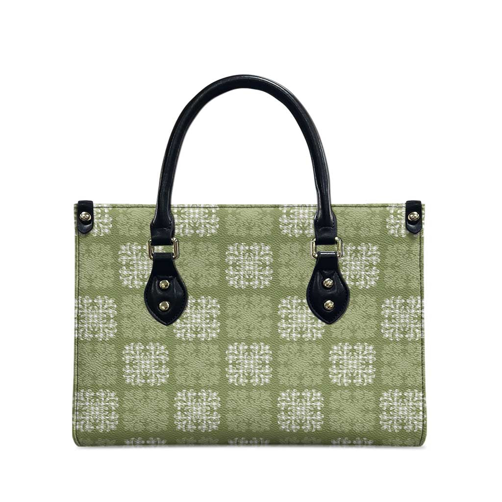 Vesuvian Green Palaka Quilt Hawaii Leather Bag Traditional Hawaii-plaid Pattern - Polynesian Pride
