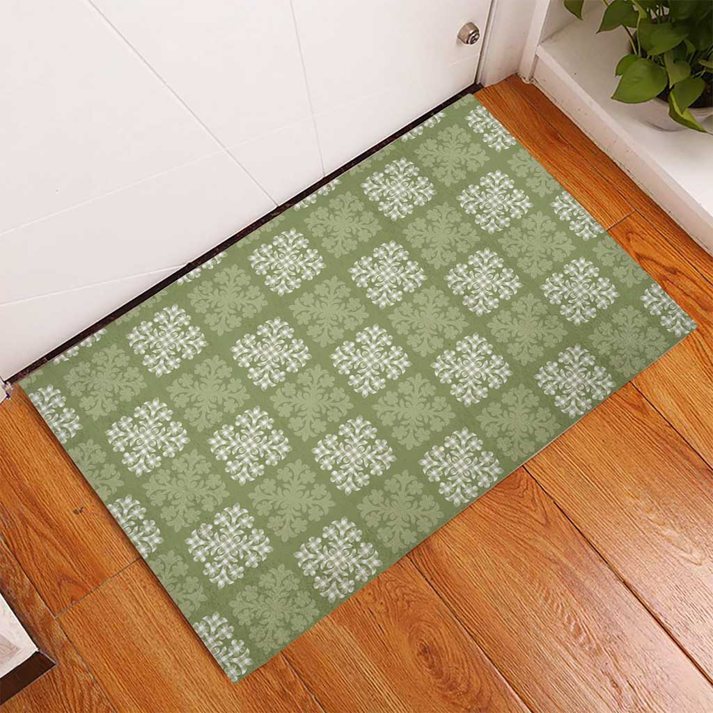 Vesuvian Green Palaka Quilt Hawaii Rubber Doormat Traditional Hawaii-plaid Pattern - Polynesian Pride
