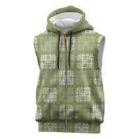 Vesuvian Green Palaka Quilt Hawaii Sleeveless Zip Hoodie Traditional Hawaii-plaid Pattern - Polynesian Pride