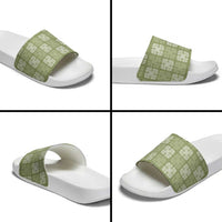 Vesuvian Green Palaka Quilt Hawaii Slide Sandals Traditional Hawaii-plaid Pattern - Polynesian Pride