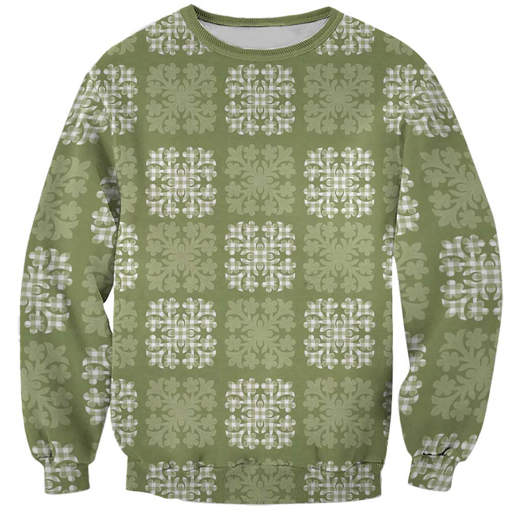Vesuvian Green Palaka Quilt Hawaii Sweatshirt Traditional Hawaii-plaid Pattern - Polynesian Pride