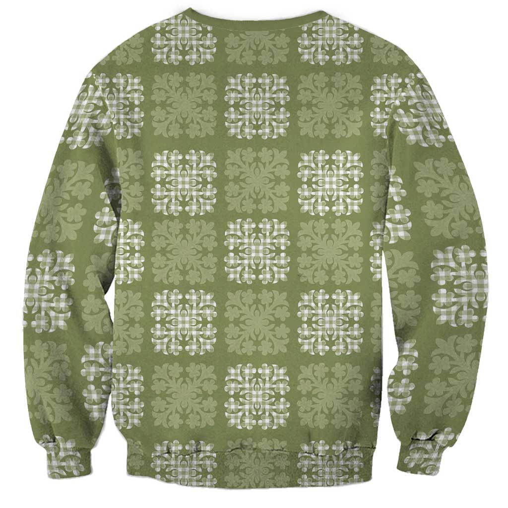 Vesuvian Green Palaka Quilt Hawaii Sweatshirt Traditional Hawaii-plaid Pattern - Polynesian Pride