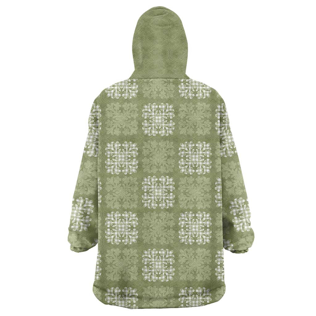 Vesuvian Green Palaka Quilt Hawaii Wearable Blanket Hoodie Traditional Hawaii-plaid Pattern - Polynesian Pride