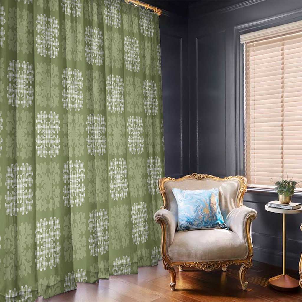 Vesuvian Green Palaka Quilt Hawaii Window Curtain Traditional Hawaii-plaid Pattern - Polynesian Pride
