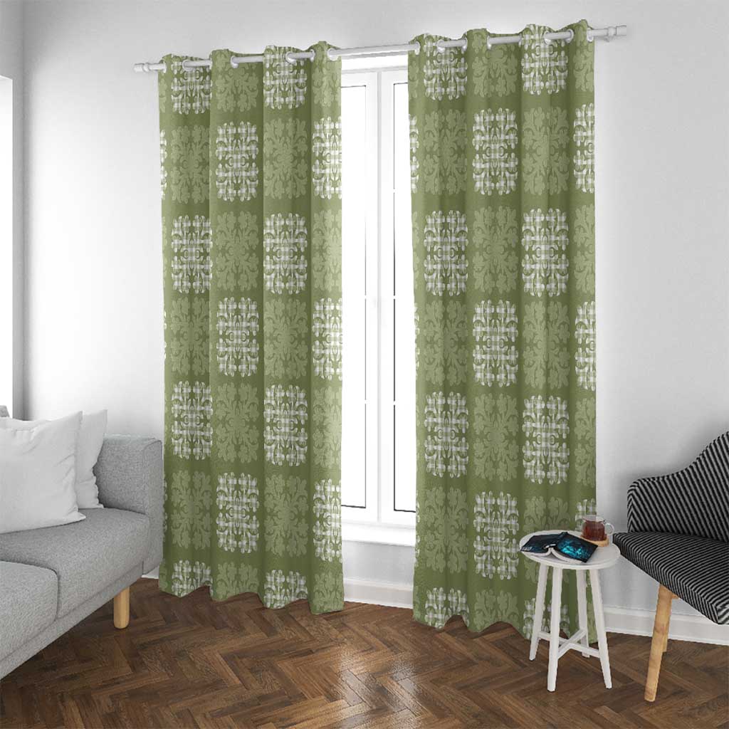 Vesuvian Green Palaka Quilt Hawaii Window Curtain Traditional Hawaii-plaid Pattern - Polynesian Pride