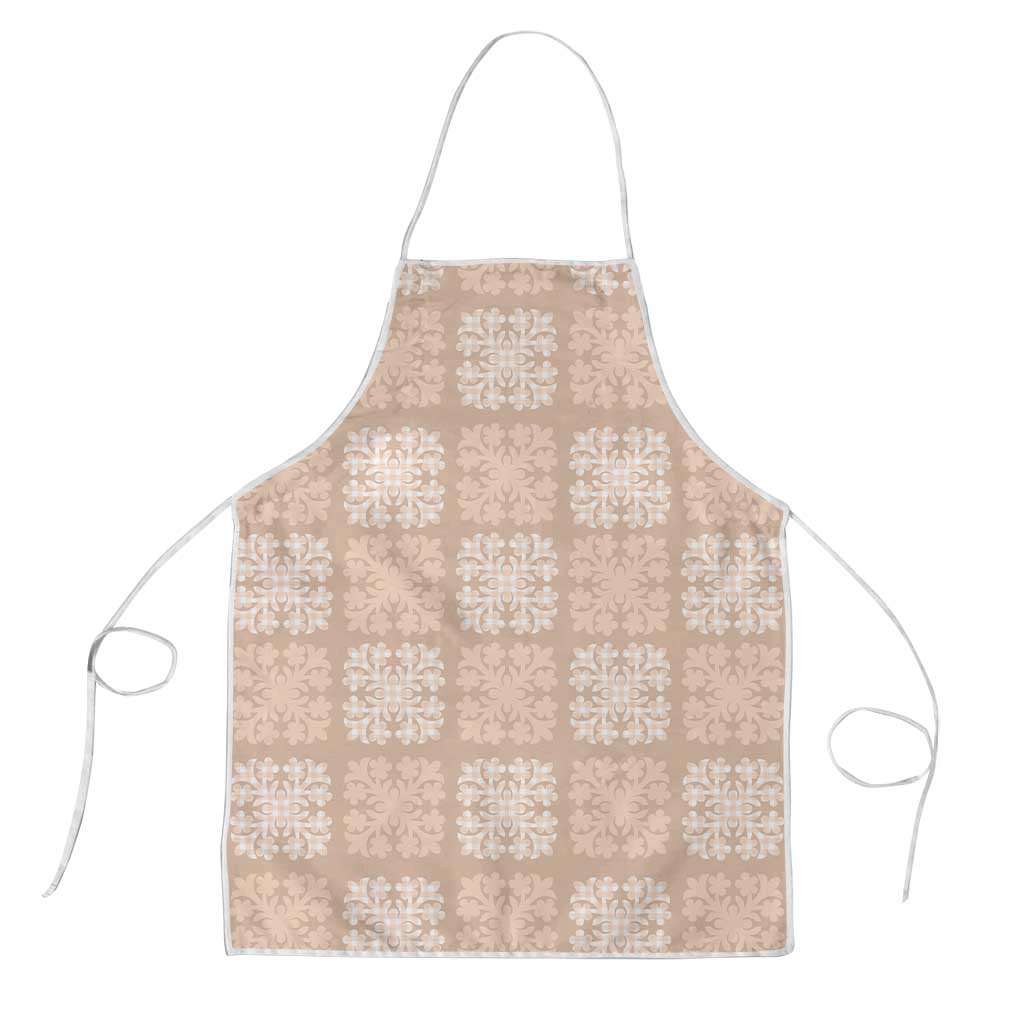 Beige Palaka Quilt Hawaii Apron Traditional Hawaii-plaid Pattern - Polynesian Pride