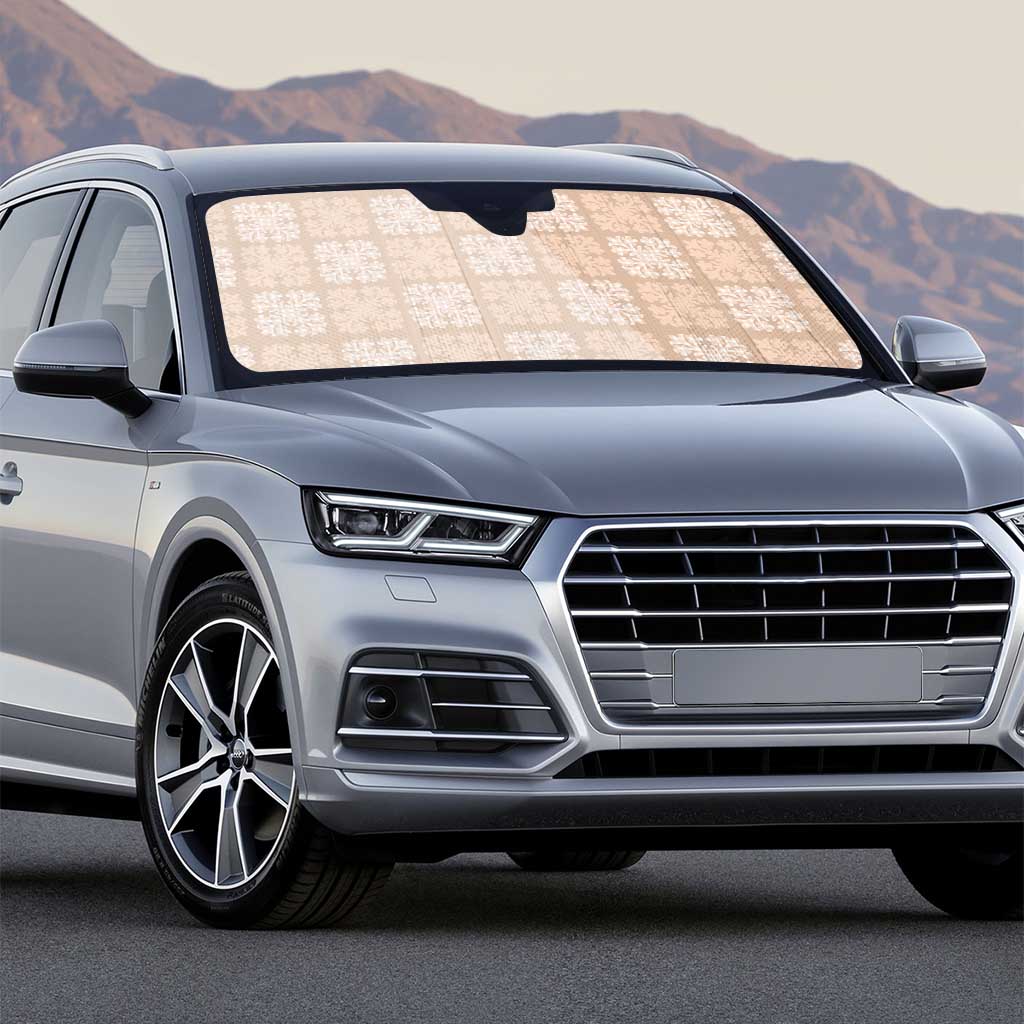 Beige Palaka Quilt Hawaii Auto Sun Shade Traditional Hawaii-plaid Pattern - Polynesian Pride