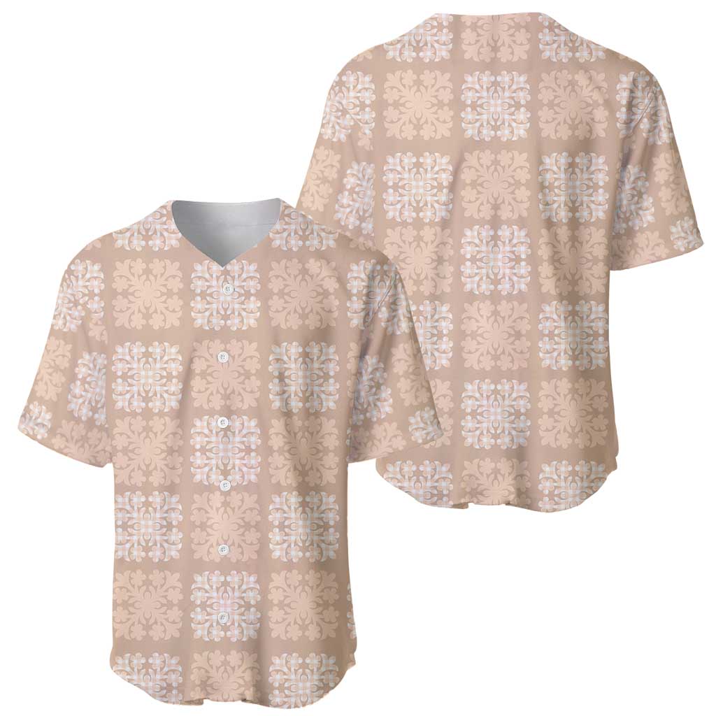 Beige Palaka Quilt Hawaii Baseball Jersey Traditional Hawaii-plaid Pattern - Polynesian Pride