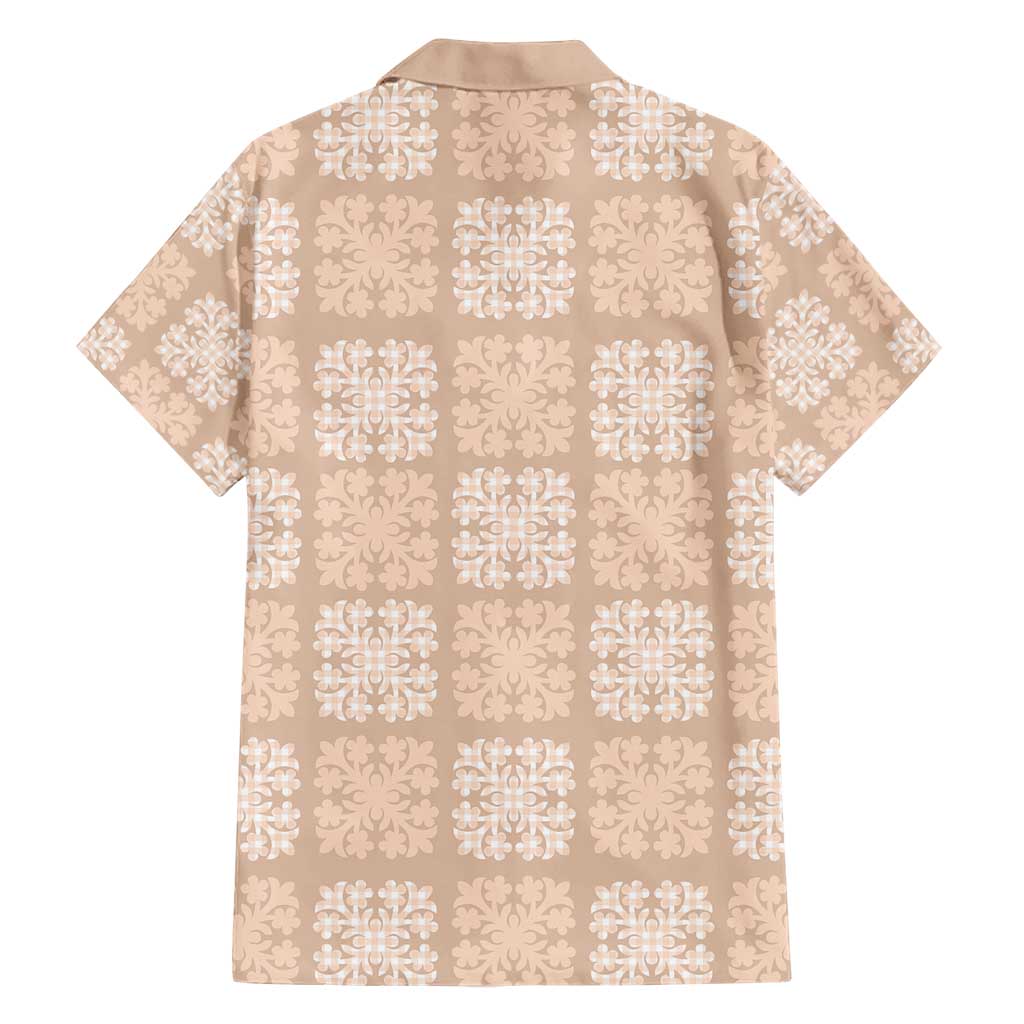 Beige Palaka Quilt Hawaii Family Matching Short Sleeve Bodycon Dress and Hawaiian Shirt Traditional Hawaii-plaid Pattern - Polynesian Pride