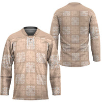 Beige Palaka Quilt Hawaii Hockey Jersey Traditional Hawaii-plaid Pattern - Polynesian Pride