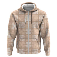 Beige Palaka Quilt Hawaii Hoodie Traditional Hawaii-plaid Pattern - Polynesian Pride