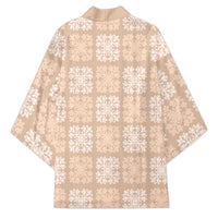 Beige Palaka Quilt Hawaii Kimono Traditional Hawaii-plaid Pattern - Polynesian Pride