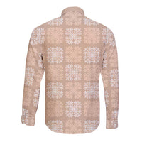 Beige Palaka Quilt Hawaii Long Sleeve Button Shirt Traditional Hawaii-plaid Pattern - Polynesian Pride