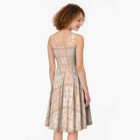 Beige Palaka Quilt Hawaii Midi Dress Traditional Hawaii-plaid Pattern - Polynesian Pride