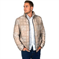 Beige Palaka Quilt Hawaii Padded Jacket Traditional Hawaii-plaid Pattern - Polynesian Pride