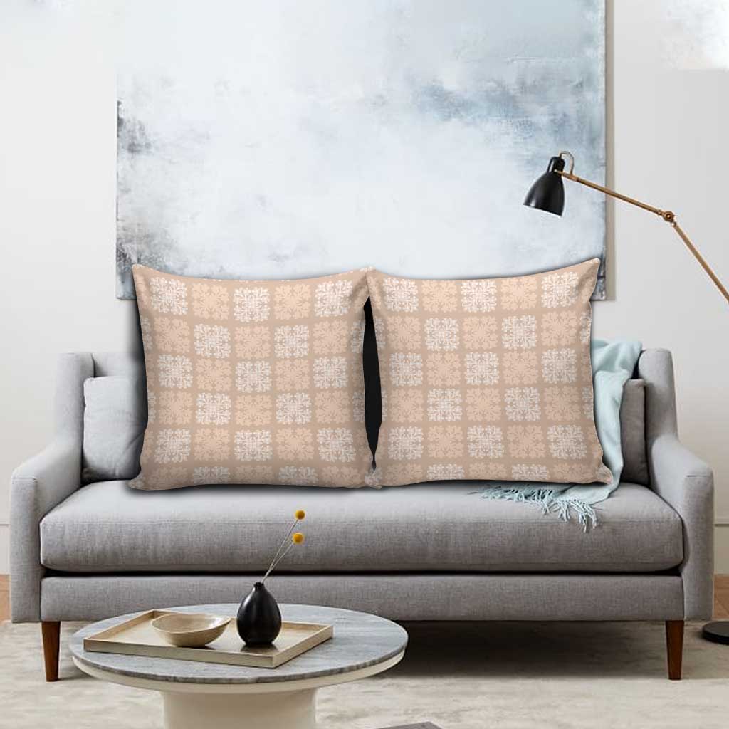 Beige Palaka Quilt Hawaii Pillow Cover Traditional Hawaii-plaid Pattern - Polynesian Pride