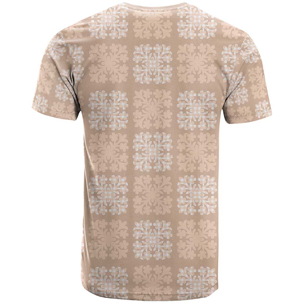 Beige Palaka Quilt Hawaii T Shirt Traditional Hawaii-plaid Pattern - Polynesian Pride