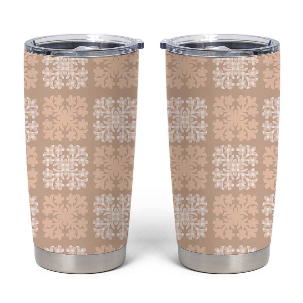 Beige Palaka Quilt Hawaii Tumbler Cup Traditional Hawaii-plaid Pattern - Polynesian Pride