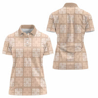 Beige Palaka Quilt Hawaii Women Polo Shirt Traditional Hawaii-plaid Pattern - Polynesian Pride